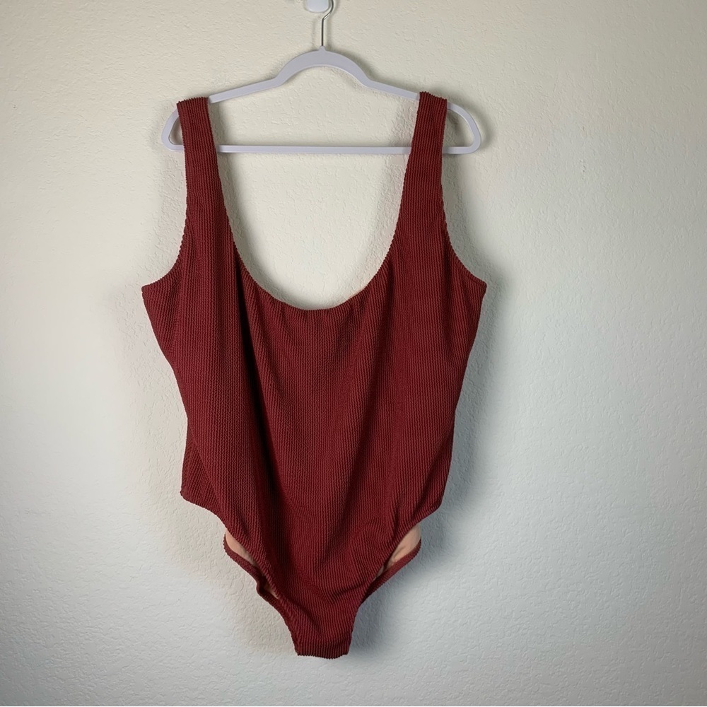 J.crew Womens reddish Scrunchie classic scoop textured one piece swimsuit 24